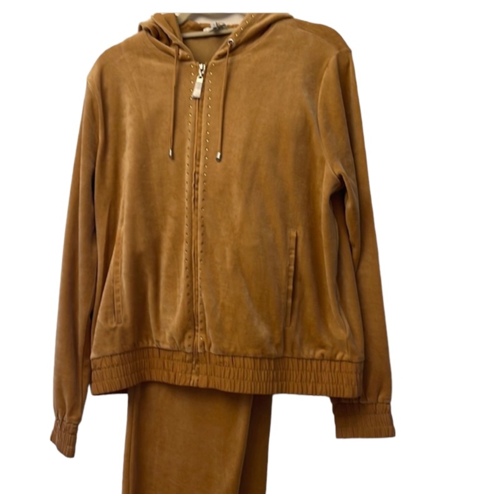 Escada Women Velour Hooded Zip Up Track Jacket and Pants with the rhines…